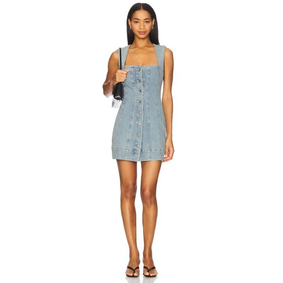 NEW NWT Good American Power Stretch Mini Dress Light Blue Wash Size Small - Picture 6 of 11